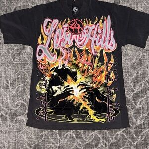 Black Graphic Tee with Flame Design. hard to find over 200 on resell